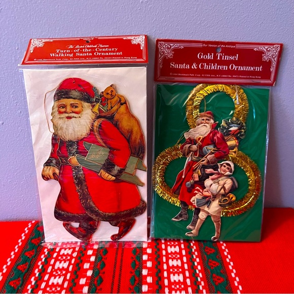 NEW! Victorian Santa Large Paper Ornament Bundle of 2 with envelopes. 1980’s - Picture 3 of 8